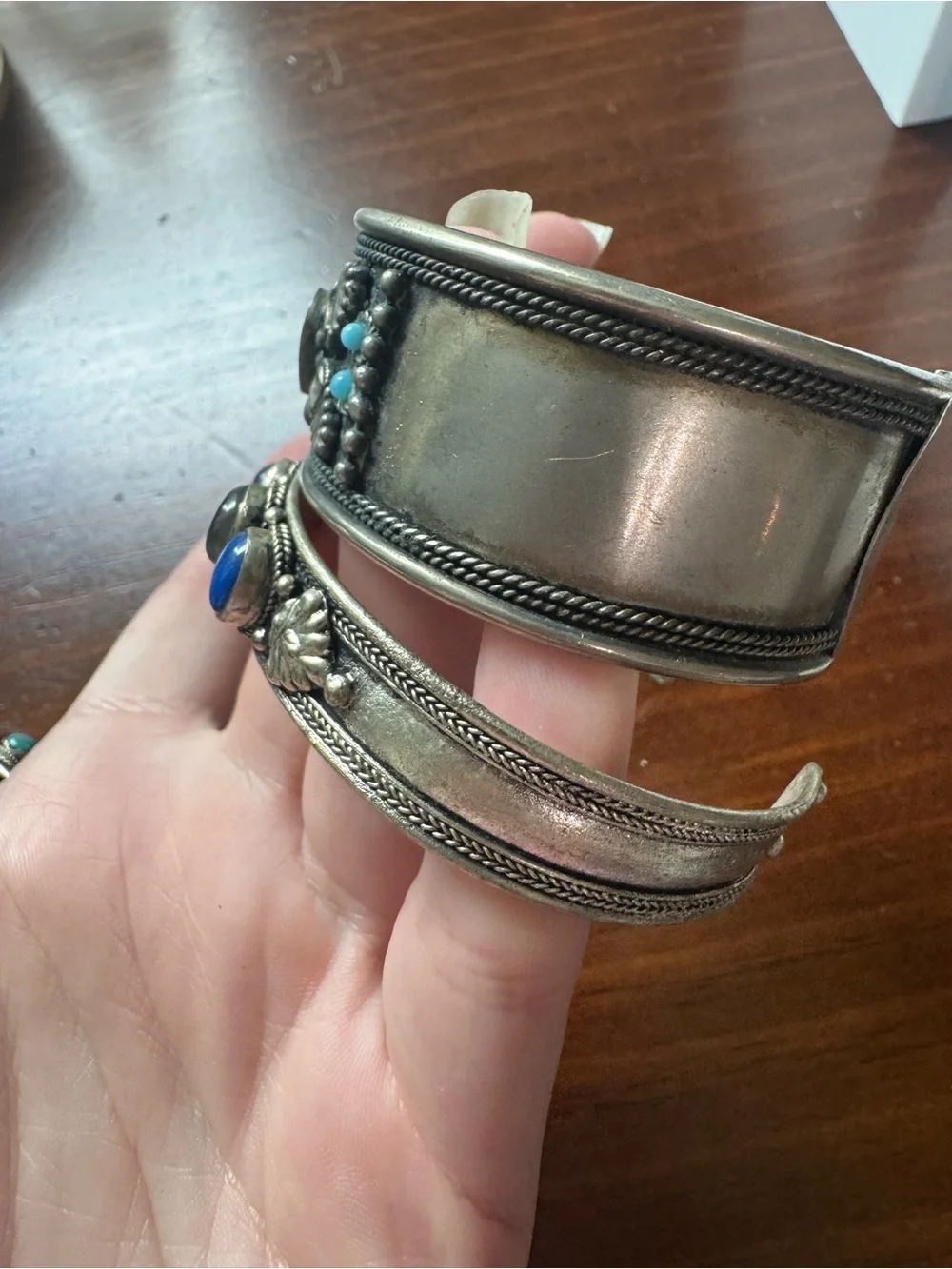 Vintage Lot of Six Silver Tone Rhinestone Bangle Bracelets